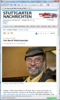 Per Zug um die Welt -  Von Beruf Weltreisender - Stuttgarter Nachrichten online - Frank Rothfu vom 12.11.201